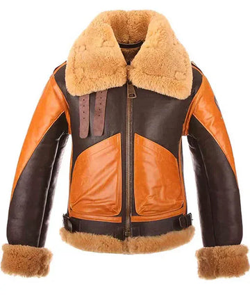 Men’s Raf B3 Aviator Bomber Leather Jacket